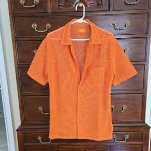 Orange Mesh Men's Shirt